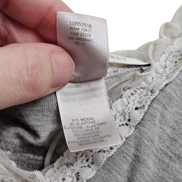 Victorias Secret Grey Babydoll Lace Trim Modal Nightgown M Coquette - Picture 4 of 7